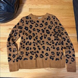 Old Navy Brown and Black Leopard Crewneck Sweater